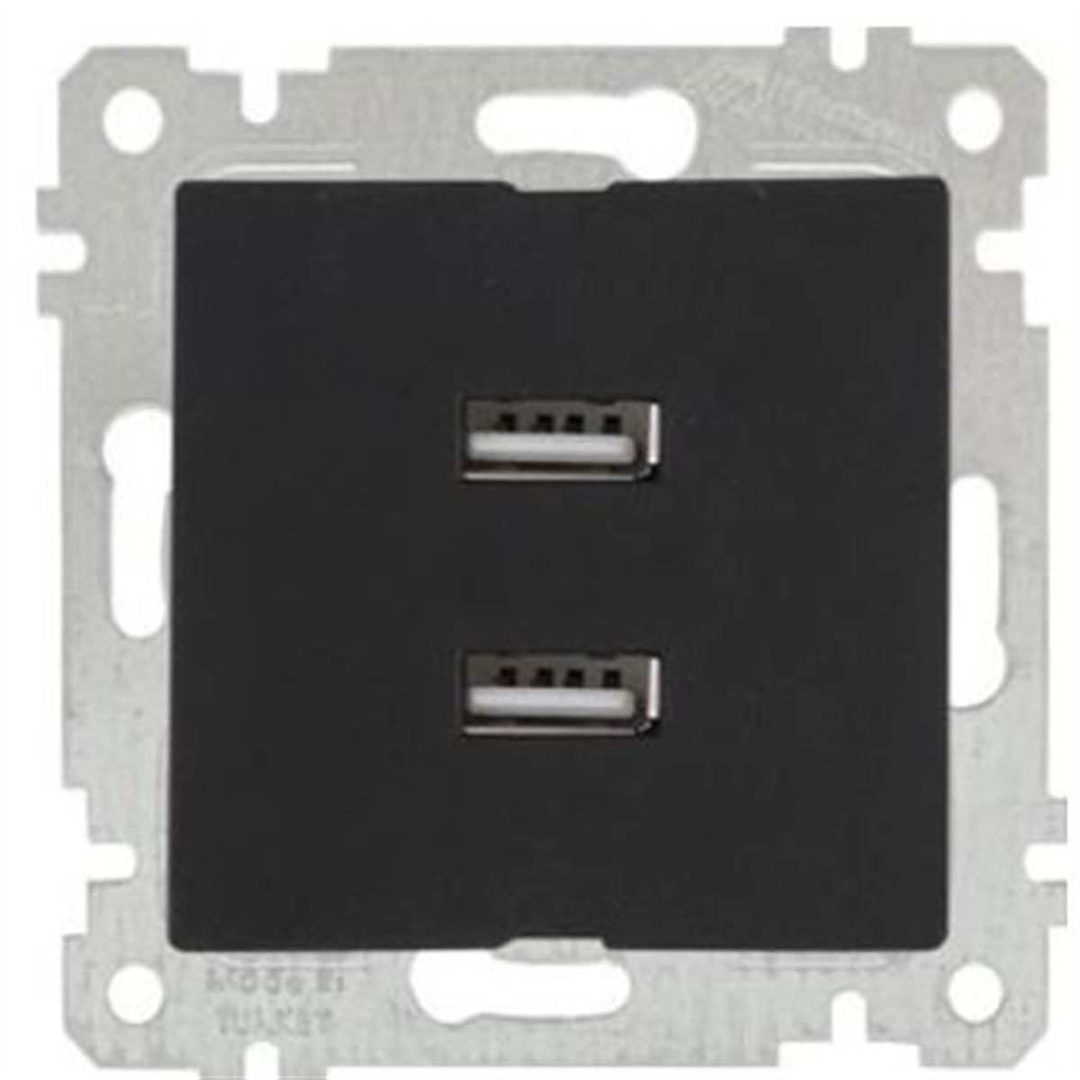 RİTA MEK TUŞ İKİLİ USB ŞARJ PRİZİ SİYAH 1